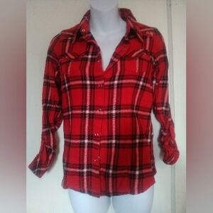 🌺BUNDLE ONLY🌺FOX RED, BLACK AND WHITE PLAID SHIRT